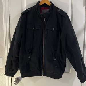 Black utility jacket.